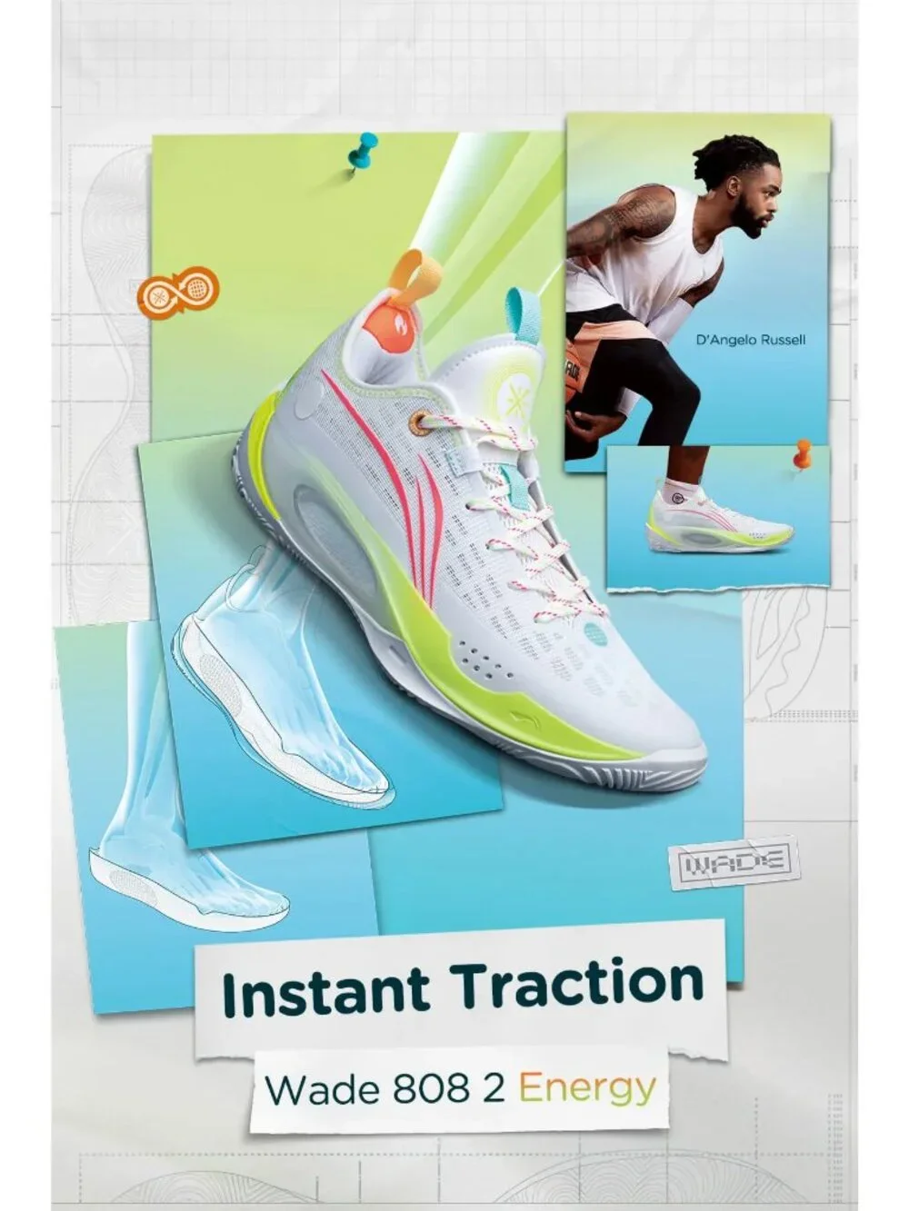 Li Ning Way of Wade Cloud Plus 808 II 2 Energy Basketball Shoes White Neon Green